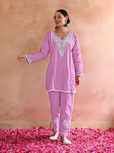 New Chikankari Exclusive Kurti_Pent Pair (Pink)