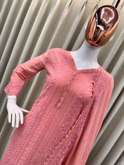 New Peach Chikankari special Ethnic Set