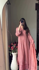 New Peach Chikankari special Ethnic Set