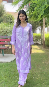 Chikankari Cotton Straight Kurta Set For Women