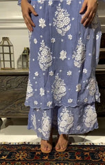 DESIGNER WEAR CHIKANKARI KURTI PLAZO PAIR