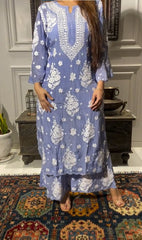 DESIGNER WEAR CHIKANKARI KURTI PLAZO PAIR