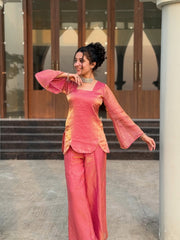 Hem-Cut Kurta & Flared Pants Set