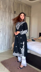 Black pure chiffon dupatta with Mukesh work
