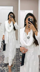 CHIKANKARI EXCLUSIVE KURTI_PENT PAIR DESIGN(WHITE)