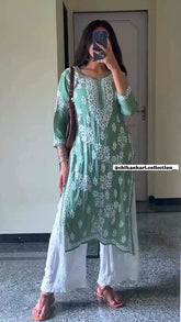 New Chikankari Exclusive Kurti_Pent Pair Design