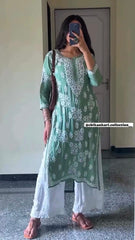 New Chikankari Exclusive Kurti_Pent Pair Design