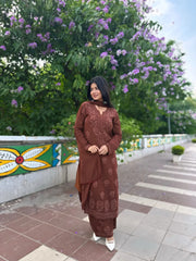 New Chikankari special Ethnic Set(Brown)