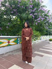 New Chikankari special Ethnic Set(Brown)