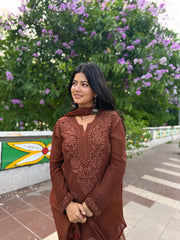 New Chikankari special Ethnic Set(Brown)