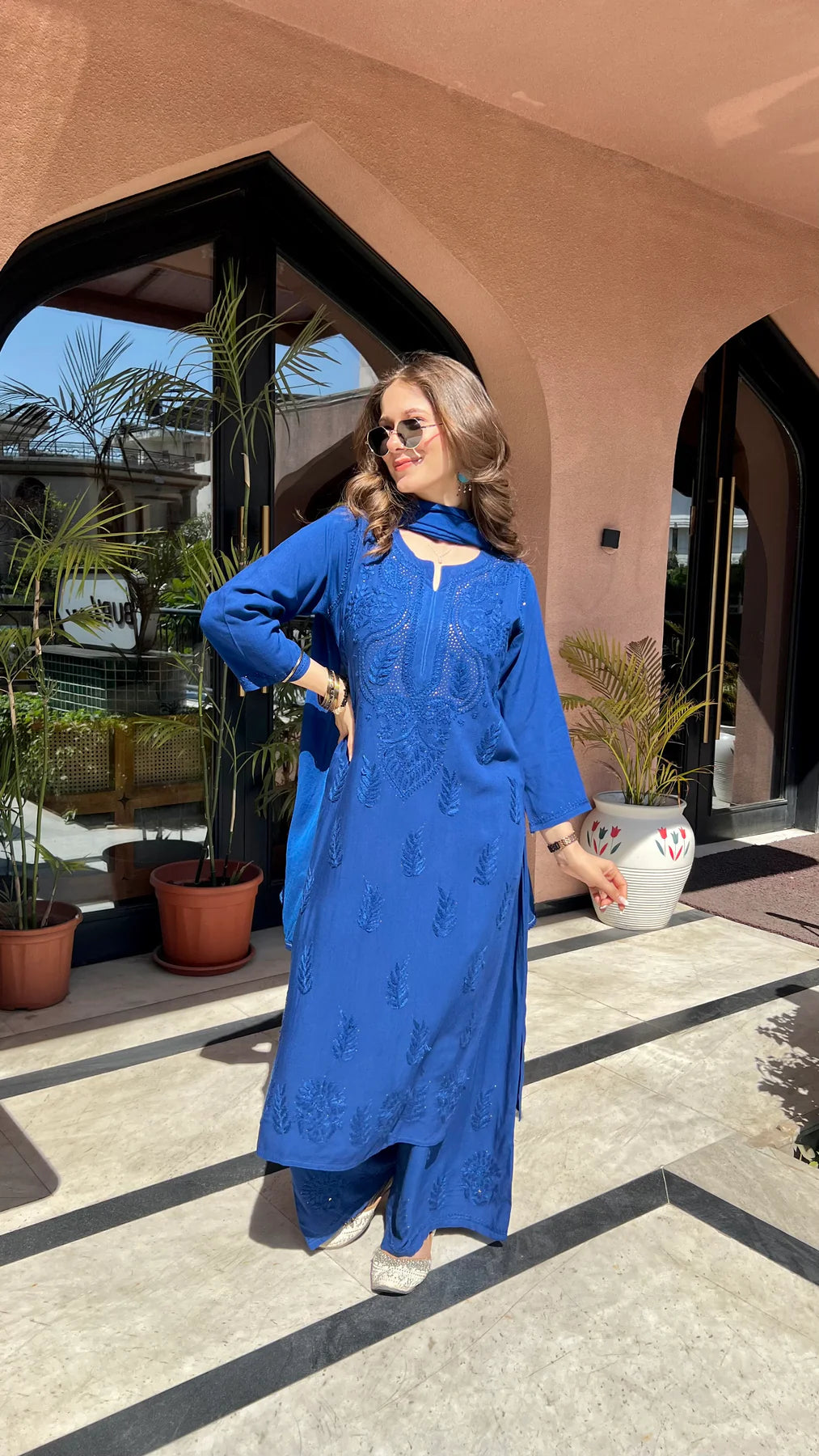 Premium Blue Hand Work Kurta Set