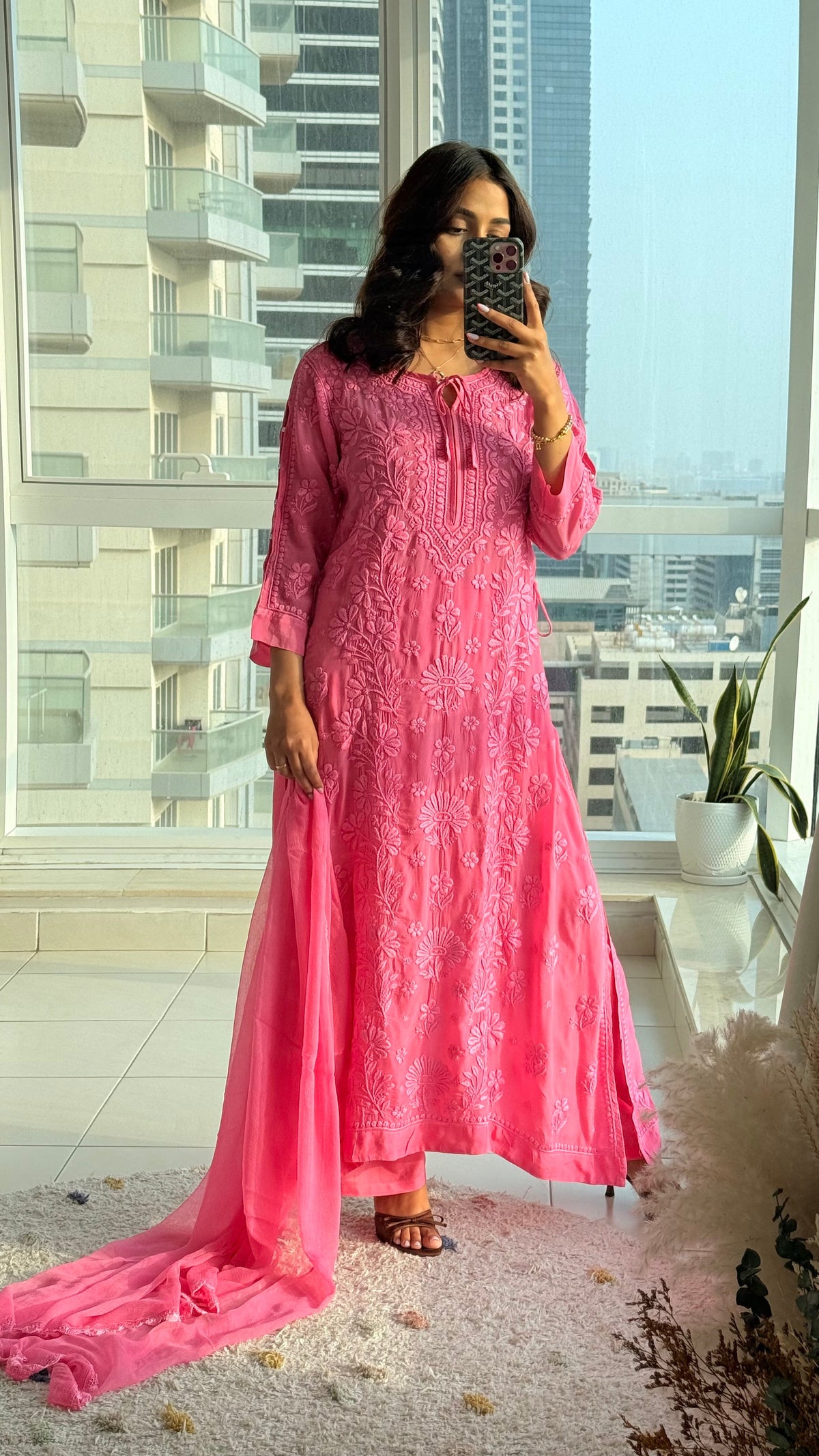 Pink Moti Sitara - Crepe Suit