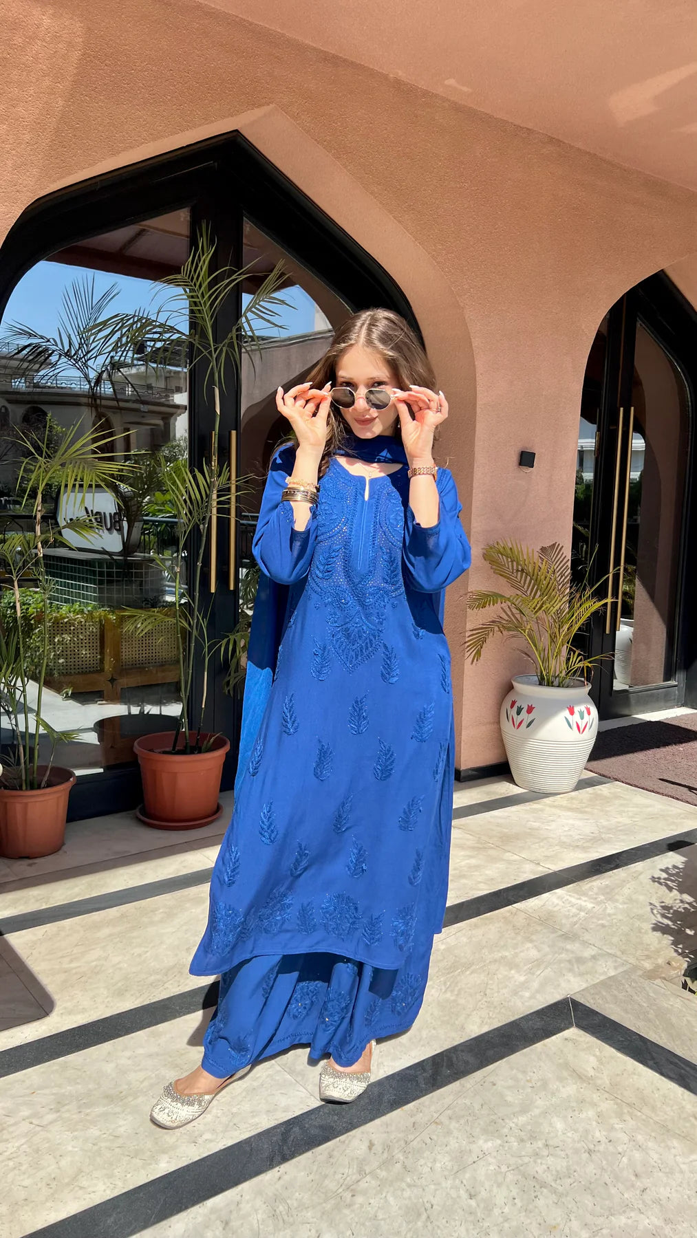 Premium Blue Hand Work Kurta Set