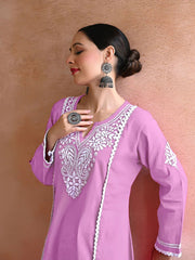 New Chikankari Exclusive Kurti_Pent Pair (Pink)