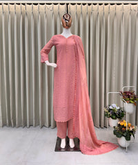 New Peach Chikankari special Ethnic Set