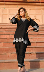 Black Rayon Chikankari Co-ord Set -Custom Made