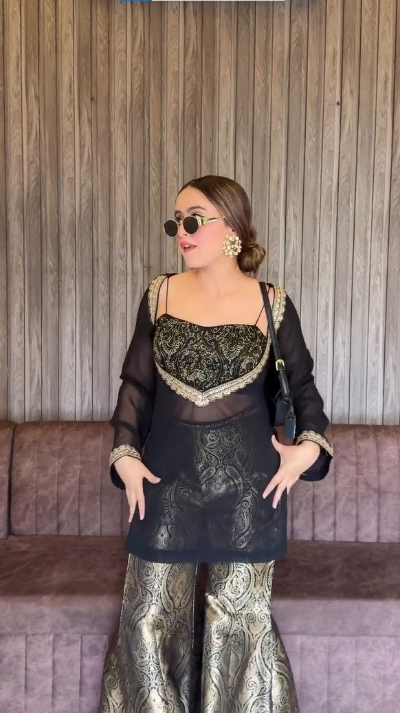 classic black kurti set