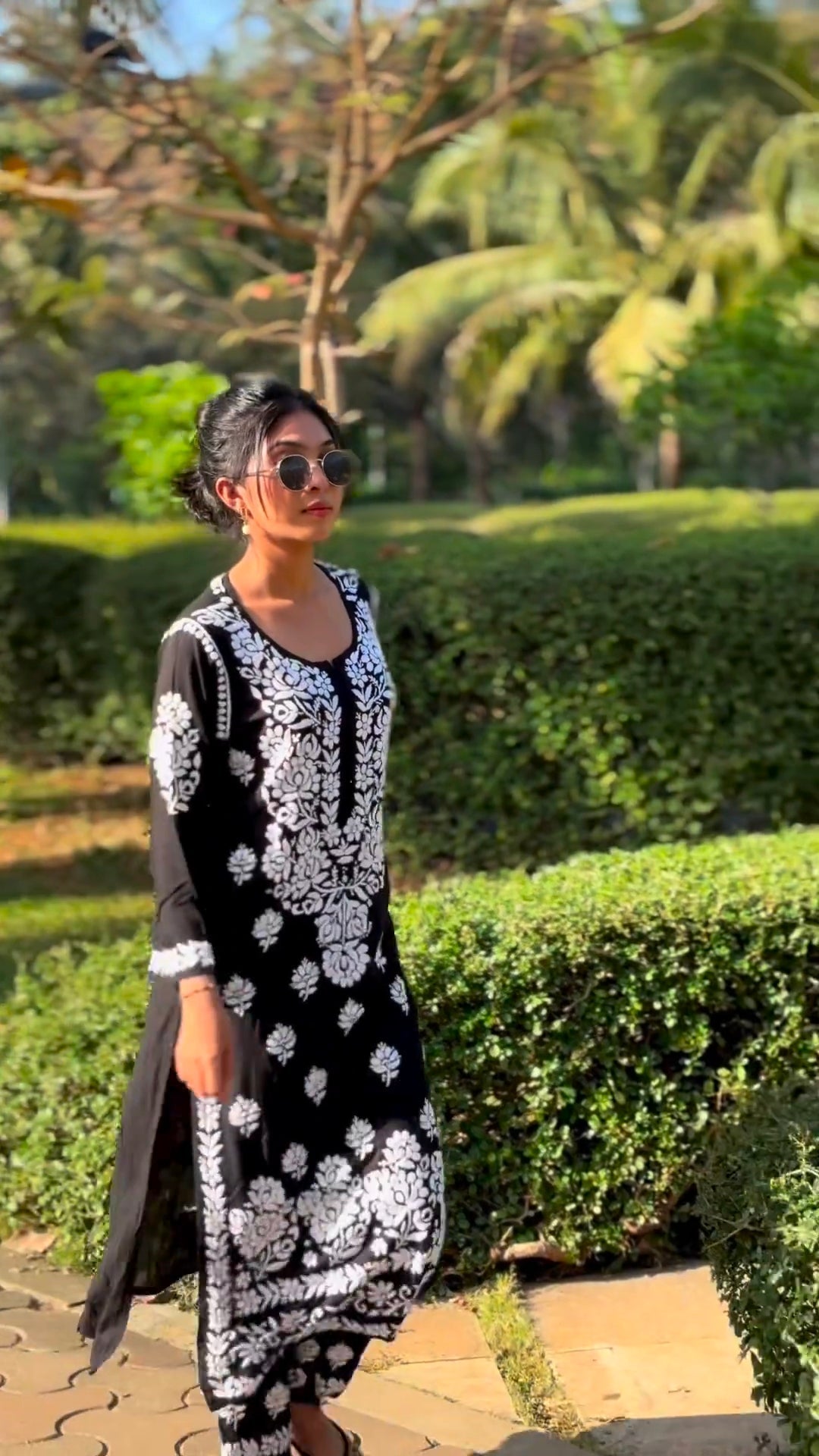 New Chikankari Exclusive Kurti_Pent Pair Design (Black)