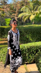 New Chikankari Exclusive Kurti_Pent Pair Design (Black)