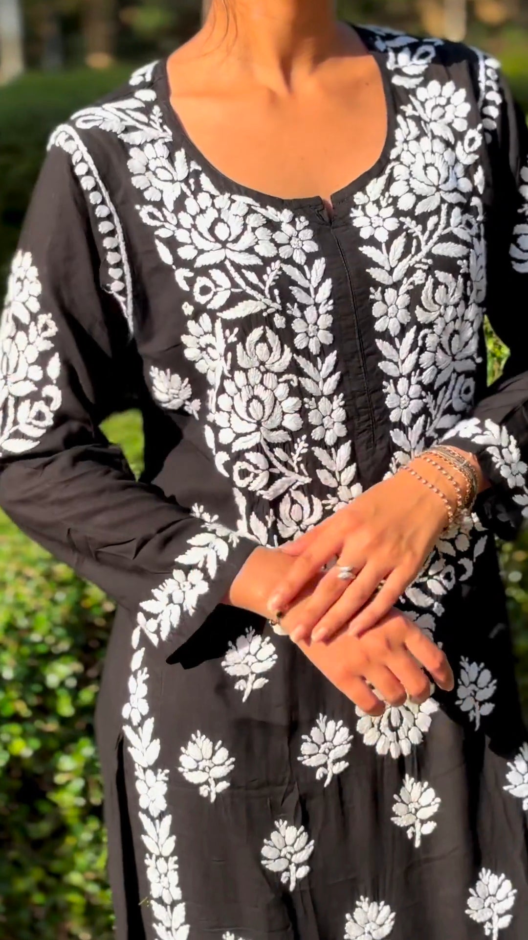 New Chikankari Exclusive Kurti_Pent Pair Design (Black)