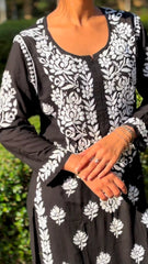 New Chikankari Exclusive Kurti_Pent Pair Design (Black)