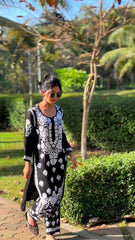 New Chikankari Exclusive Kurti_Pent Pair Design (Black)