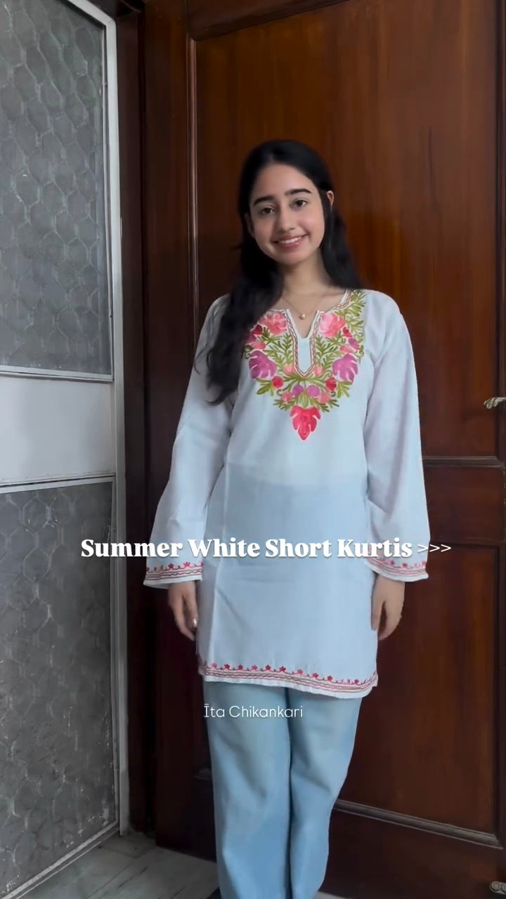 best Kashmiri Ariwork Cotton Short Kurtas