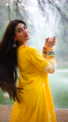 Cotton Chikankari Long Kurta Yellow