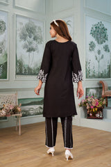 CHIKAN EMBROIDERY Kurti_Pent Pair Design (Black)