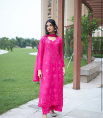 New Chikankari Exclusive Kurti_Pent Pair With Dupatta