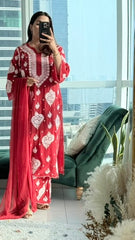 muslin Fabric scalloped Rose Crepe set