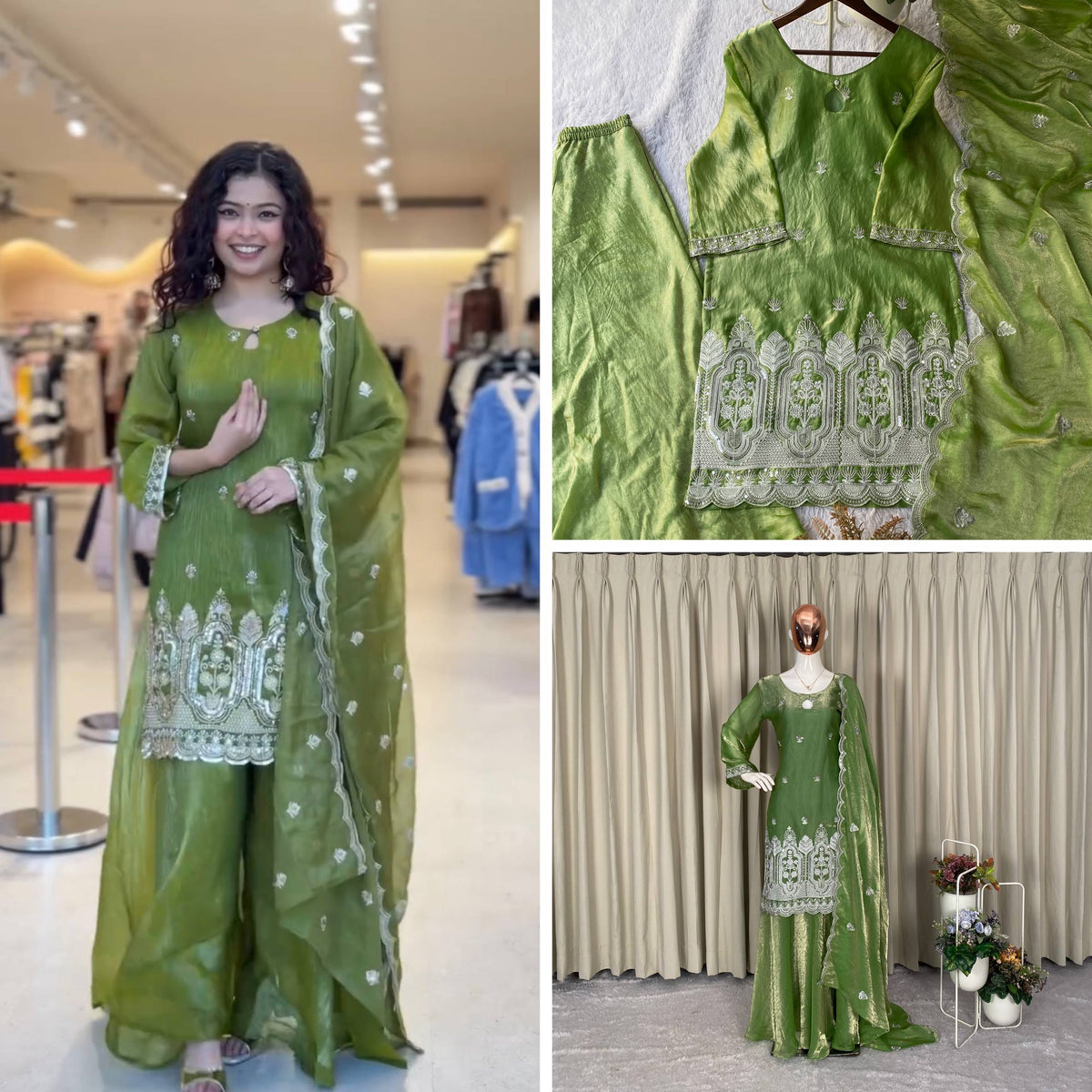 DESIGNER EMBROIDERED TOP PLAZZO AND DUPATTA